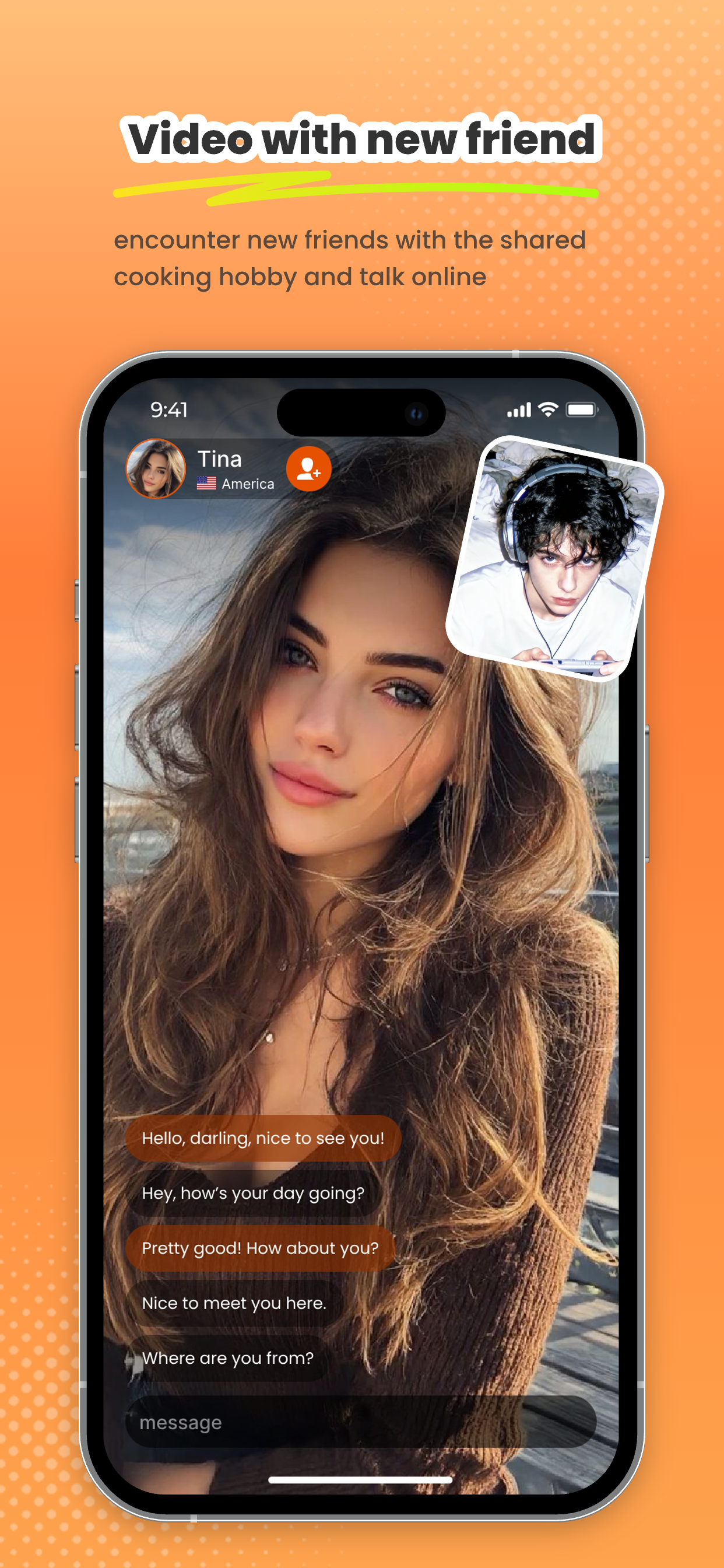 Outgoing video call screen with cancel control